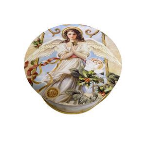 Vintage Christmas Angel Victorian Style Round Gift Hat Box Holiday Decor Xmas